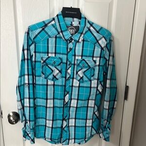 BKE Men's Blue Plaid Shirt